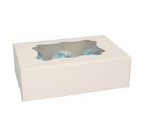 FunCakes Caja para Cupcakes 6 Blanca: Adecuada para 6 CupCakes, caja de cartón, caja de regalo para CupCakes y muffins, 25 cajas y 25 plantillas.