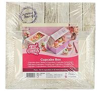 FunCakes Caja para Cupcakes 6 - Pure: diseño con aspecto de madera, caja de cartón, caja de regalo para cupcakes y muffins, caja de 3 cupcakes y 3 inserciones.