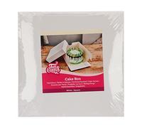 FunCakes Caja para Tartas Blanca: Caja cuadrada para tartas, tapa separada, apta para tartas decoradas, 35x35x15 cm, 25 piezas