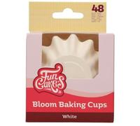 FunCakes Cápsulas para Hornear Bloom Blanco paquete de 48, Cápsulas para Cupcakes, Magdalenas, Muffins, Moldes Individuales, 8 cm, 48 Piezas