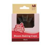 FunCakes Cápsulas para Hornear Bloom Negro paquete de 48, Cápsulas para Cupcakes, Magdalenas, Muffins, Moldes Individuales, 8 cm, 48 Piezas