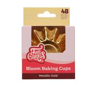 FunCakes Cápsulas para Hornear Bloom Oro Metálico paquete de 48, Cápsulas para Cupcakes, Magdalenas, Muffins, Moldes Individuales, 8 cm, 48 Piezas