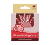 FunCakes Cápsulas para Hornear Bloom Oro Rosa Metálico paquete de 48, Cápsulas para Cupcakes, Magdalenas, Muffins, Moldes Individuales, 8 cm, 48 Piezas