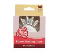 FunCakes Cápsulas para Hornear Bloom Plata Metálico paquete de 48, Cápsulas para Cupcakes, Magdalenas, Muffins, Moldes Individuales, 8 cm, 48 Piezas