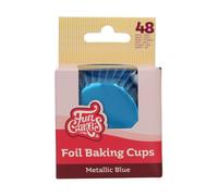 FunCakes Cápsulas para Hornear Folio Metálico Azul paquete de 48, Cápsulas para Cupcakes, Magdalenas, Muffins, Moldes Individuales, 8 cm, 48 Piezas