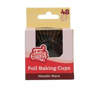 FunCakes Cápsulas para Hornear Folio Metálico Negro paquete de 48, Cápsulas para Cupcakes, Magdalenas, Muffins, Moldes Individuales, 8 cm, 48 Piezas