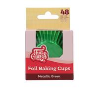 FunCakes Cápsulas para Hornear Folio Metálico Verde paquete de 48, Cápsulas para Cupcakes, Magdalenas, Muffins, Moldes Individuales, 8 cm, 48 Piezas