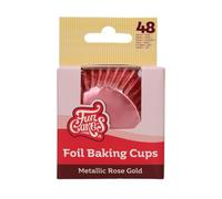 FunCakes Cápsulas para Hornear Folio Oro Rosa Metálico paquete de 48, Cápsulas para Cupcakes, Magdalenas, Muffins, Moldes Individuales, 8 cm, 48 Piezas