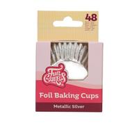 FunCakes Cápsulas para Hornear Folio Plata Metálico paquete de 48, Cápsulas para Cupcakes, Magdalenas, Muffins, Moldes Individuales, 8 cm, 48 Piezas