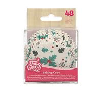 FunCakes Cápsulas para hornear Hoja de Acebo: Perfectos para cupcakes navideños, Cupcakes y más, Decoración de tartas pk/48