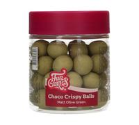 FunCakes Choco Crispy Balls - Matt Olive Green - Decoraciones Comestibles de Chocolate, Perfecto para Decorar Tartas, Magdalenas, Bizcochos y Pasteles - Decoración de Tartas, Pastelería - 60g