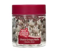 FunCakes Choco Crispy Balls - Metallic Silver - Decoraciones Comestibles de Chocolate, Perfecto para Decorar Tartas, Magdalenas, Bizcochos y Pasteles - Decoración de Tartas, Pastelería - 60g
