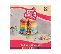 FunCakes Colorantes Gel Set/8: Colorante alimentario altamente concentrado para masa. Fácil de dosificar. 8 Colores: Amarillo, Rosa, Rojo, Verde Brillante, Bebe Azul, Agua, Morado, Negro. Halal.