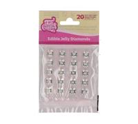 FunCakes Comestible Jelly Diamonds Clear: Listo para usar para la decoración de tartas, perfecto para elegantes tartas de cumpleaños y bodas, cupcakes y más, Set/20