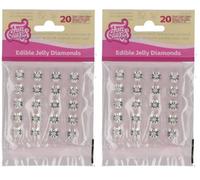 FunCakes Comestible Jelly Diamonds Clear: Listo para usar para la decoración de tartas, perfecto para elegantes tartas de cumpleaños y bodas, cupcakes y más, Set/20 (Paquete de 2)