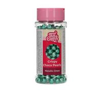 FunCakes Crispy Choco Pearls - Metallic Green - Decoraciones de Chocolate, Perfecto para Decorar Tartas, Magdalenas, Bizcochos y Pasteles - Decoración de Tartas, Pastelería - 60 g