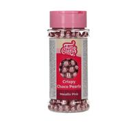 FunCakes Crispy Choco Pearls - Metallic Pink - Decoraciones de Chocolate, Perfecto para Decorar Tartas, Magdalenas, Bizcochos y Pasteles - Decoración de Tartas, Pastelería - 60 g