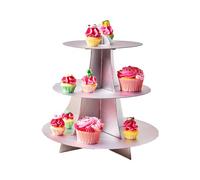 FunCakes Cupcake Stand Display Silver: 3 Niveles Soportes Cupcakes Cartón para Cupcakes y Tartas, Baby Shower, Cumpleaños, Postre, Boda, Fiesta, Té la Tarde, Fruta (Plata)