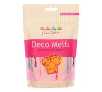 FunCakes Deco Melts Cobertura para Repostería Sabor Choco Blanco, color Naranja, para Cubrir, hacer Dripping o Dibujar en Dulces, 250g, FC43021