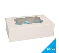 FunCakes FC1216 Caja Ventana (24 x 16,5 x 7,5 cm, Espacio para 6 Magdalenas), Color Blanco, Papel