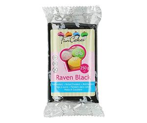 FunCakes Fondant para Cubrir Tartas, Cupcakes, Galletas o Modelar color Negro: Sabor Vainilla, Flexible, Sin Gluten, Halal, Kosher D, Apto Véganos, 250g
