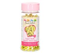 FunCakes Funcakes Palitos De Azúcar Xl Sugar Rods Duros De Color Amarillo Metalizado, 70G, G42784 70 g
