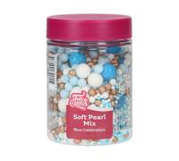 FunCakes Mix de Perlas Blandas Blue Celebration - Decoraciones para Tartas, Gran Sabor, Perlas de Azúcar Comestibles Suaves, Soft Pearls - 80 g