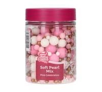 FunCakes Mix de Perlas Blandas Pink Celebration - Decoraciones para Tartas, Gran Sabor, Perlas de Azúcar Comestibles Suaves, Soft Pearls - 80 g