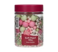 FunCakes Mix de Perlas Blandas Rose Garden - Decoraciones para Tartas, Gran Sabor, Perlas de Azúcar Comestibles Suaves, Soft Pearls - 80 g