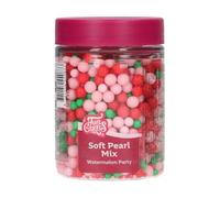 FunCakes Mix de Perlas Blandas Watermelon Party - Decoraciones para Tartas, Gran Sabor, Perlas de Azúcar Comestibles Suaves, Soft Pearls - 80 g