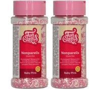 FunCakes Nonpareils Sin Gluten Baby Pink Mix: Sprinkles para Tartas, Gran Sabor, Perfectos para Decorar Tartas, Sprinkle Mix. 80 g. (Paquete de 2)