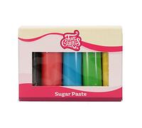 FunCakes Paquete múltiple para fondant Fácil de usar, liso, flexible, suave y maleable, perfecto para la decoración de tartas, halal, kosher y sin gluten. 5 colores esenciales, 100 g