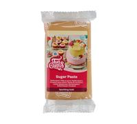 FunCakes Pasta De Azúcar Sparkling Gold, Fondant, Fácil de usar, Sabor Vainilla, Óptimo para la Decoración de Tartas, 250 g