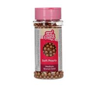 FunCakes Perlas Blandas Medianas Dorado Bronce - Perlas de Azúcar Comestibles para Tartas, Tartaletas y Cupcakes, Gran Sabor, Soft Pearls - 60 g