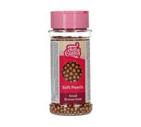 FunCakes Perlas Blandas Pequeñas Dorado Bronce - Perlas de Azúcar Comestibles para Tartas, Tartaletas y Cupcakes, Gran Sabor, Soft Pearls - 70 g