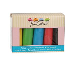 FunCakes Rolled Fondant Multipack Colores Esenciales 5x100g -pasta de azúcar