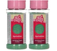FunCakes Sanding Sugar Green, Verde: Sabor Excelente, Perfecto para Decorar Tartas, Cakepops, Caramelos, Galletas, Magdalenas, Cupcakes - 80 g (Paquete de 2)
