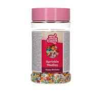 FunCakes Sprinkle Medley Happy Birthday: Decoraciones para Tartas, Gran Sabor, Adecuadas para Decorar Pasteles, Mezcla de Sprinkles - 180 g