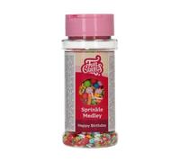 FunCakes Sprinkle Medley Happy Birthday: Decoraciones para Tartas, Gran Sabor, Adecuadas para Decorar Pasteles, Mezcla de Sprinkles - 65 g