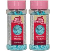 FunCakes Sprinkle Medley Light Blue, Azul Claro: Decoraciones de Azúcar, Buen Sabor, Perfectas para Decorar Tartas, Pasteles, Cupcakes y Galletas, Sprinkle Mix. 70g (Paquete de 2)