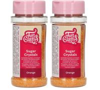 FunCakes Sugar Crystals Naranja,: Espolvoreado para Tartas, Gran Sabor, Perfecto para Decorar Tartas, Espolvoreado para Cupcakes. 80 g. (Paquete de 2)