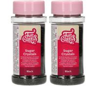FunCakes Sugar Crystals, Negro: Espolvoreado para Tartas, Gran Sabor, Perfecto para Decorar Tartas, Espolvoreado para Cupcakes. 80 g. (Paquete de 2)