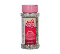 FunCakes Sugar Crystals Plata Metalizada,: Espolvoreado para Tartas, Gran Sabor, Perfecto para Decorar Tartas, Espolvoreado para Cupcakes. 80 g.