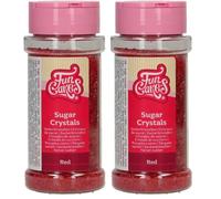 FunCakes Sugar Crystals, Roja: Espolvoreado para Tartas, Gran Sabor, Perfecto para Decorar Tartas, Espolvoreado para Cupcakes. 80 g. (Paquete de 2)