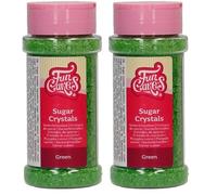 FunCakes Sugar Crystals, Verde: Espolvoreado para Tartas, Gran Sabor, Perfecto para Decorar Tartas, Espolvoreado para Cupcakes. 80 g. (Paquete de 2)