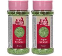 FunCakes Sugar Strands Green: Decoraciones para Tartas, Gran Sabor, Adecuadas para Decorar Pasteles, Mezcla de Sprinkles - 80 g (Paquete de 2)