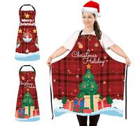 FunChaos 2 Piezas Delantales de Navidad de Gran Tamaño Divertido Delantal de Chef Ajustables para Mujeres y Hombres, Delantal de Cocina Impermeable para Cocina, Hornear, Fiesta de Navidad, Cuadro