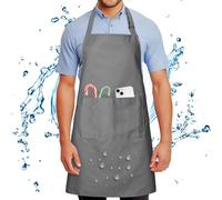 FunChaos Chef Delantales para Hombres y Mujeres Delantal Impermeable A Prueba de Aceite con 2 Bolsillos Sin Necesidad De Lavado, Delantales Ajustables para Cocina Jardinería Pintura Barbacoa, Gris