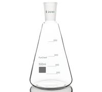 FunChem Matraz Erlenmeyer graduado de vidrio borosilicato 24/40 con junta cónica estándar 24/40, 500 ml