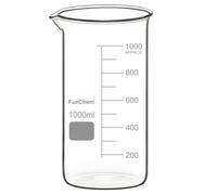 FunChem Vasos de cristal de borosilicato, 1 unidad, graduados, con boquilla, 1000 ml